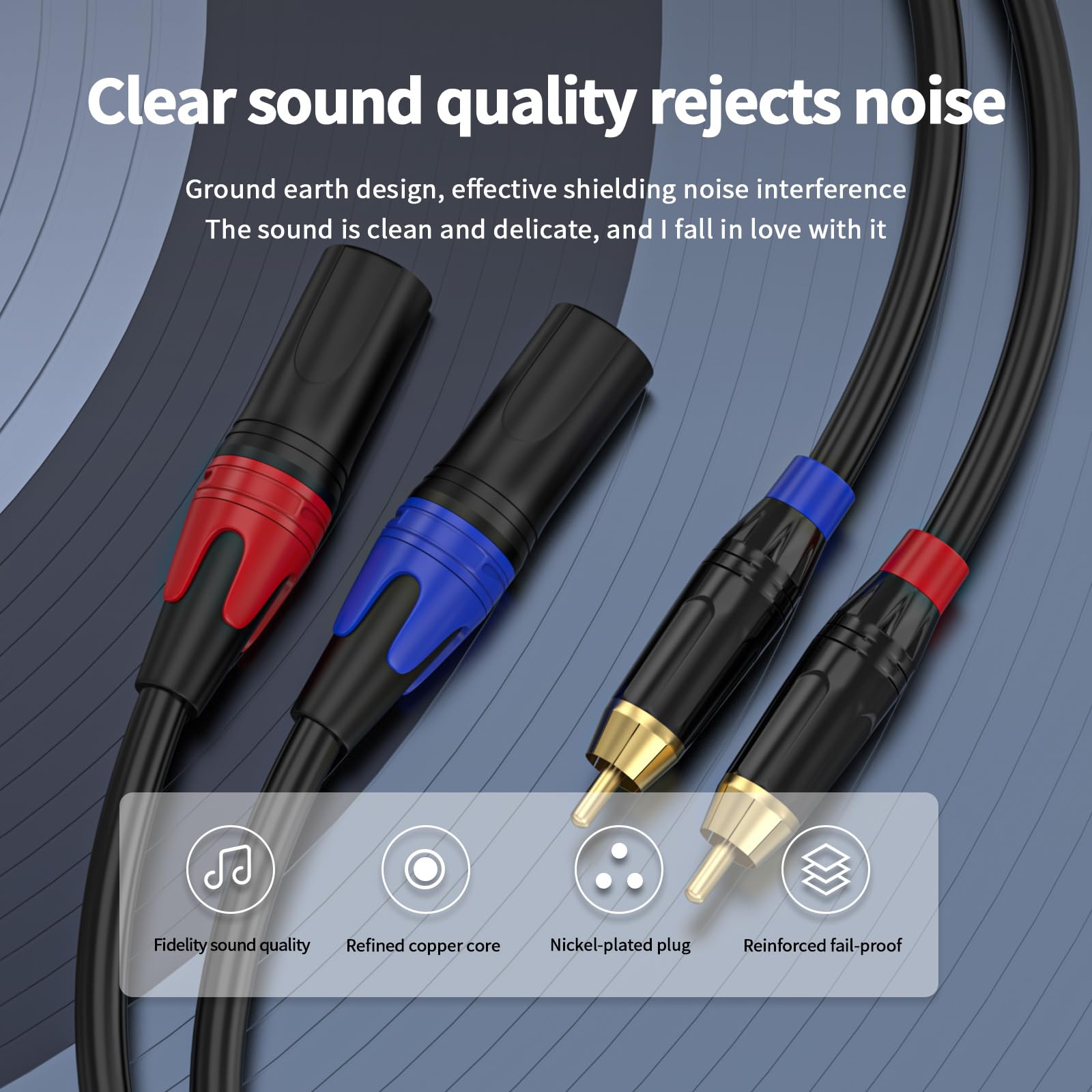 Cavo da RCA a XLR, cavo audio HiFi da doppio RCA maschio a doppio XLR maschio, cavo audio HiFi da 2 RCA maschio a 2 XLR maschio, cavo OFC 4N, per microfono mixer amplificatore, 6 m
