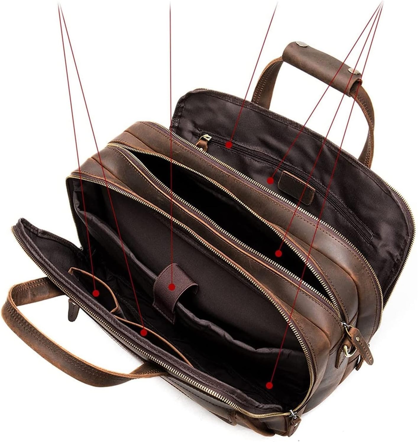 Leather Expandable Shoulder Messenger Bag, 15 Inches Laptop Bag