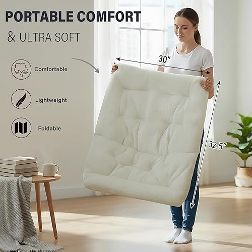Miniatura 7 de Tiita Silla Cómoda Plegable, Silla de Acento Plegable de Gran Tamaño de Piel Sintética Suave, Silla de Descanso Perezosa para Niños, Adolescentes y