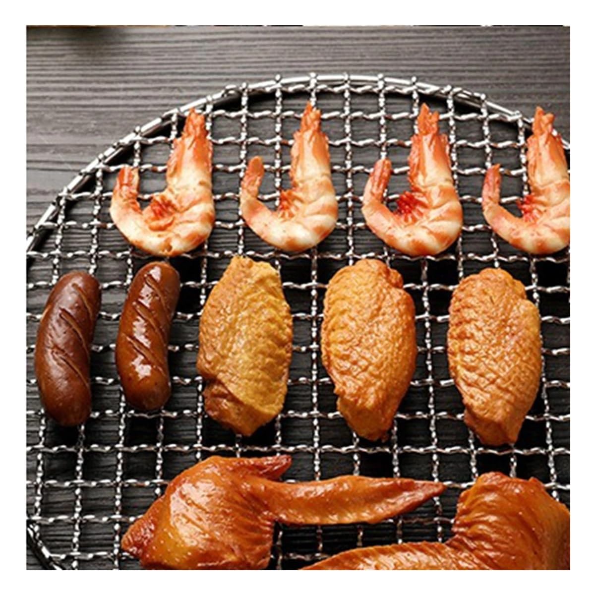 Okrągła siatka do grillowania ze stali nierdzewnej 304, siatka do pieczenia bekonu, żelazne siatki, akcesoria do grilla, nieprzywierające akcesoria do grillowania (26,5 cm)