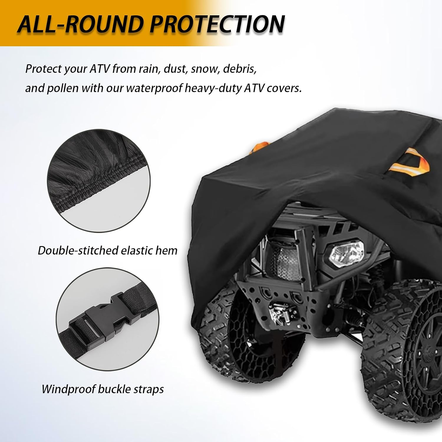 ATV Cover Outdoor for Hisun HS 400 2006-2020 2021 2022 2023 2024 2025, Heavy Duty 4 Wheeler Cover Quad Cover All Season Weather Proof Protection, 4 Wheeler Accessories