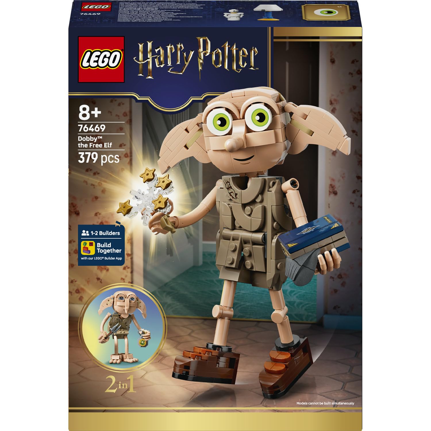LEGO Harry Potter Dobby, der Freie Elf 76469 | Spielzeug ab 8 Jahren für Jungen & Mädchen, Modellbau umbaubar in Kreacher Figur, DIY Kinderzimmer Deko, Geschenk, 379 Teile