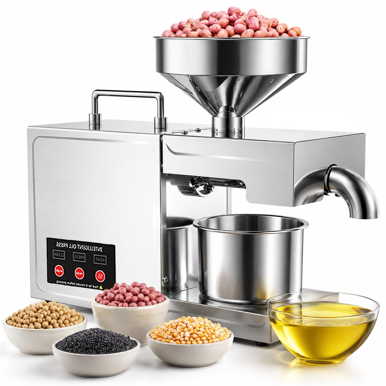 Oil Press Machine, 820W Automatic Cold & Hot Press for Seeds and Nuts