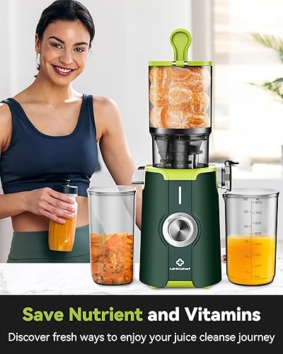 Miniatura 6 de Exprimidor Rush Clear de prensa en frío, máquinas exprimidoras lentas con conducto de alimentación sin preparación de 4.35 pulgadas para frutas y