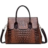 Women Satchel Handbags Top-Handle Bags fuax Leather Embossed Crocodile pattern shoulder bag | fuax Leather