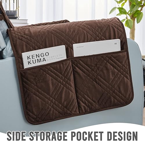 Miniatura 6 de Funda para silla reclinable de 30 pulgadas, funda de terciopelo impermeable, funda reversible, resistente al agua, para perros y mascotas (marrón,