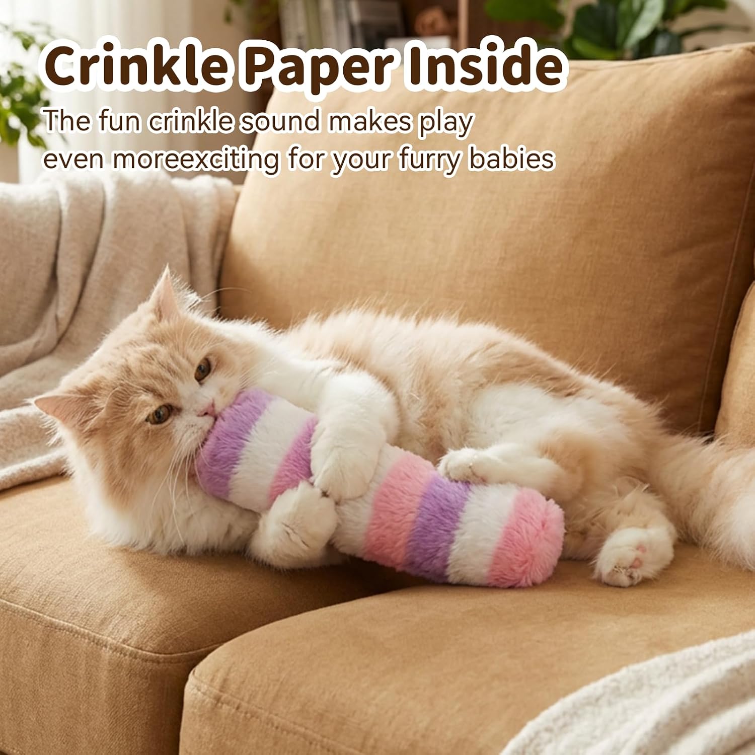 Cat Toys 3 Pack Catnip Pillows, Soft and Durable Crinkle Sound, Rainbow image 5