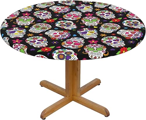 Vista 59 de Famame Beautiful Bloom - Mantel redondo ajustable con borde elástico, impermeable, con borde elástico, para interiores y exteriores, se adapta a