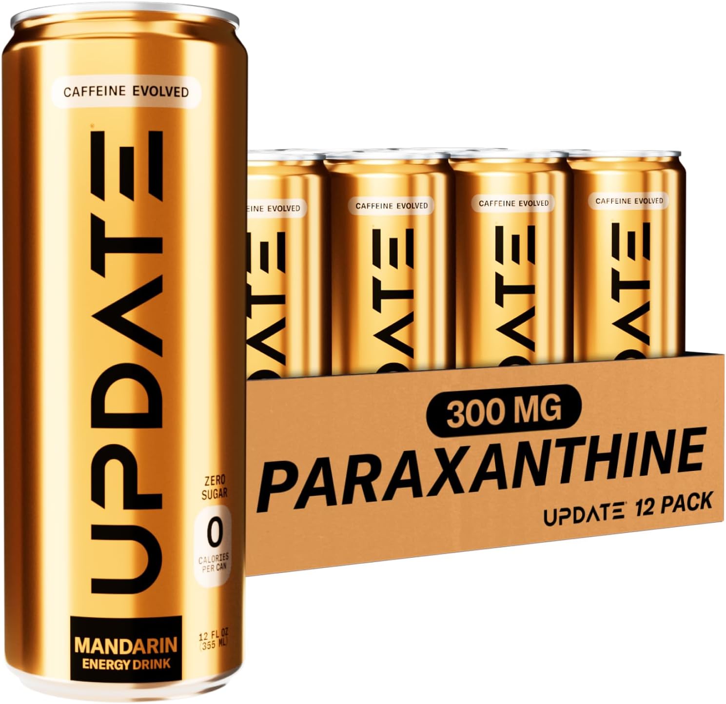 Drink Update No Sugar, Caffeine-Free Energy - Jitter and Crash Free, No Overstimulation, Healthy, Natural, Improved Focus, No Sucralose, No Artificial Flavors with Paraxanthine (Mandarin, 12 Pack)