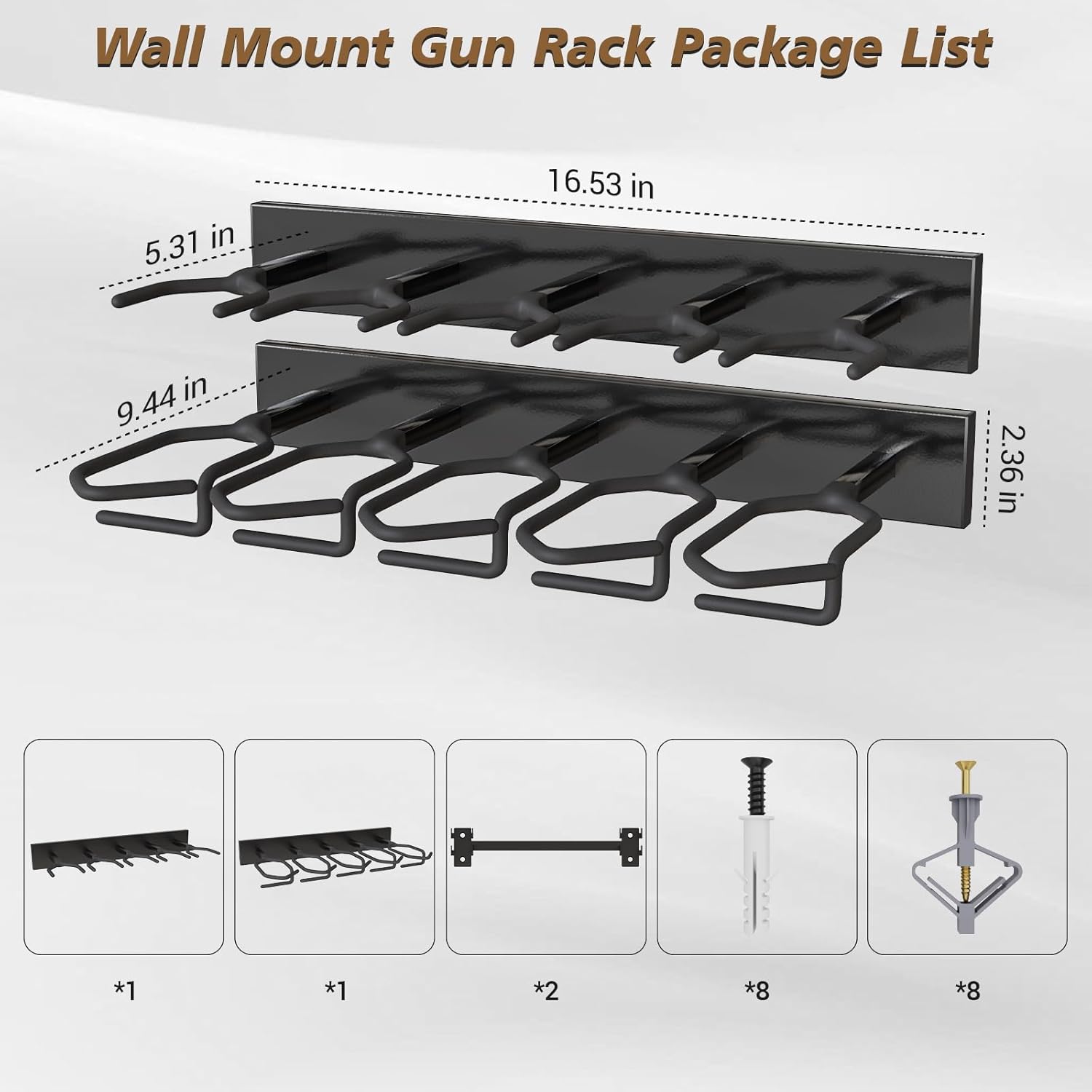 DIY Gun Rack Wall Mount, Heavy Duty Steel Indoor Gun Rack Stand for Rifle/Tactical Equipment/Pistol Storage