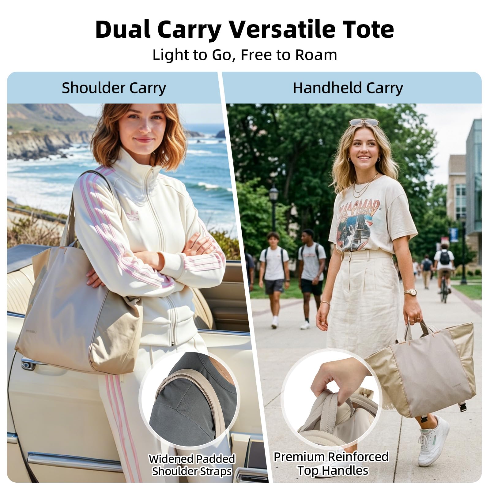 Bolso tote mujer, bolsos de viaje ligeros para el gimnasio con correa para esterilla de yoga, bolsillo impermeable, bolsa para zapatos y neceser; juego de 3 piezas. Bolso tote versátil — view 5