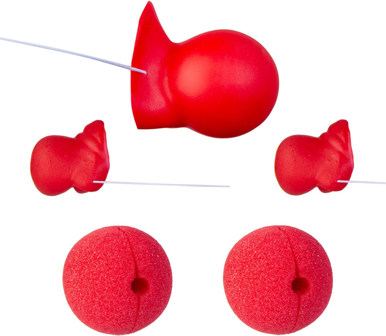 ALVOGIMOR 5 Pieces Clown Nose Set, Red Foam and Rubber Multiple Sizes Circus Clown Noses for Adult Costume Party and Halloween
