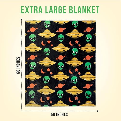 Miniatura 4 de Manta de alienígena, súper suave, extra grande, manta de alienígenas y ovnis para niños, niñas, adolescentes, niños y niños, manta de forro polar