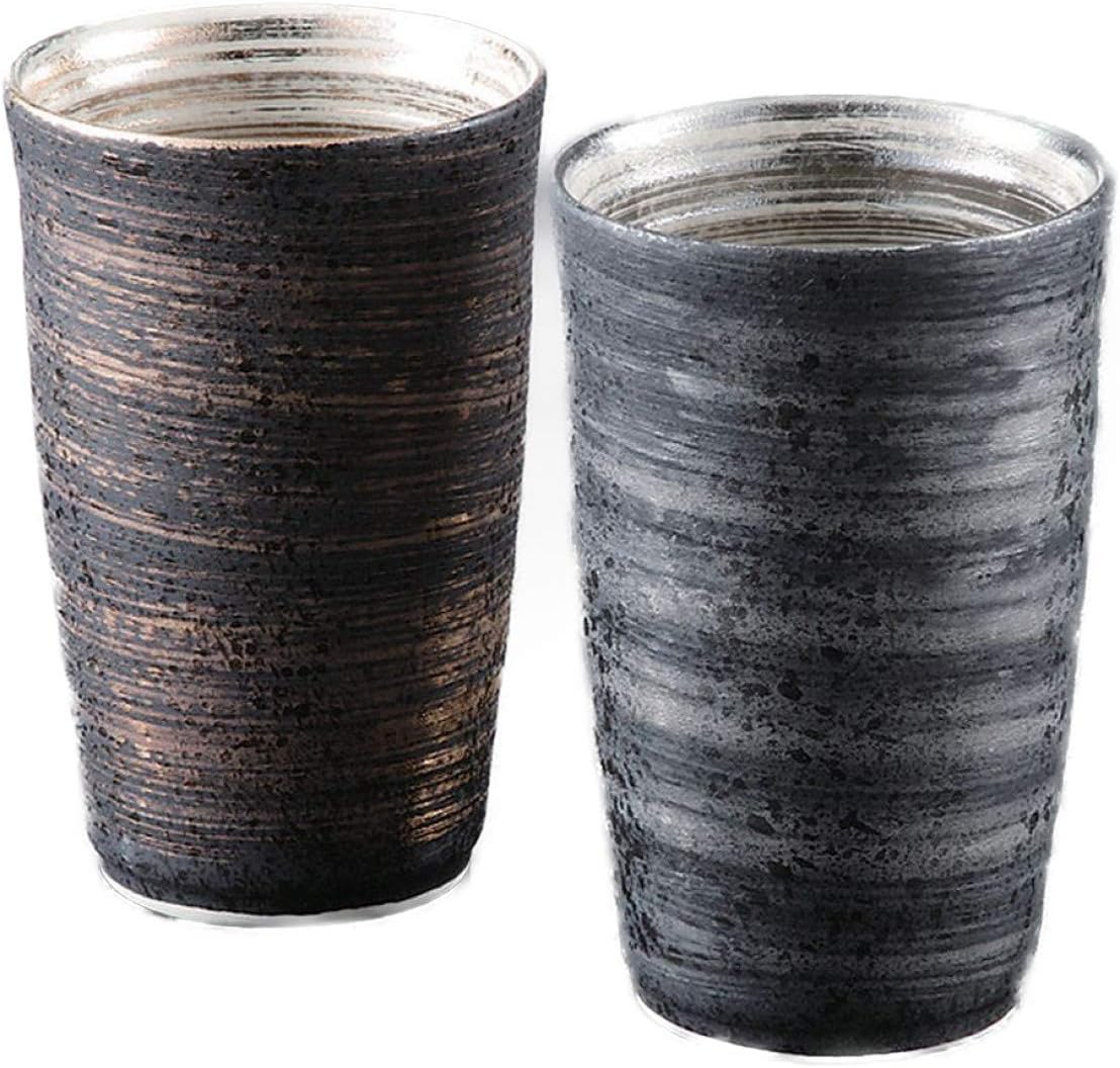 CtoC Japan Pair Goblet, Multi, φ3.3 x 5.5 inches (8.3 x 13.9 cm), 10.1 fl oz (300 cc), Gold and Silver Brush, Pottery Kiln, Arita Ware Made in Japan