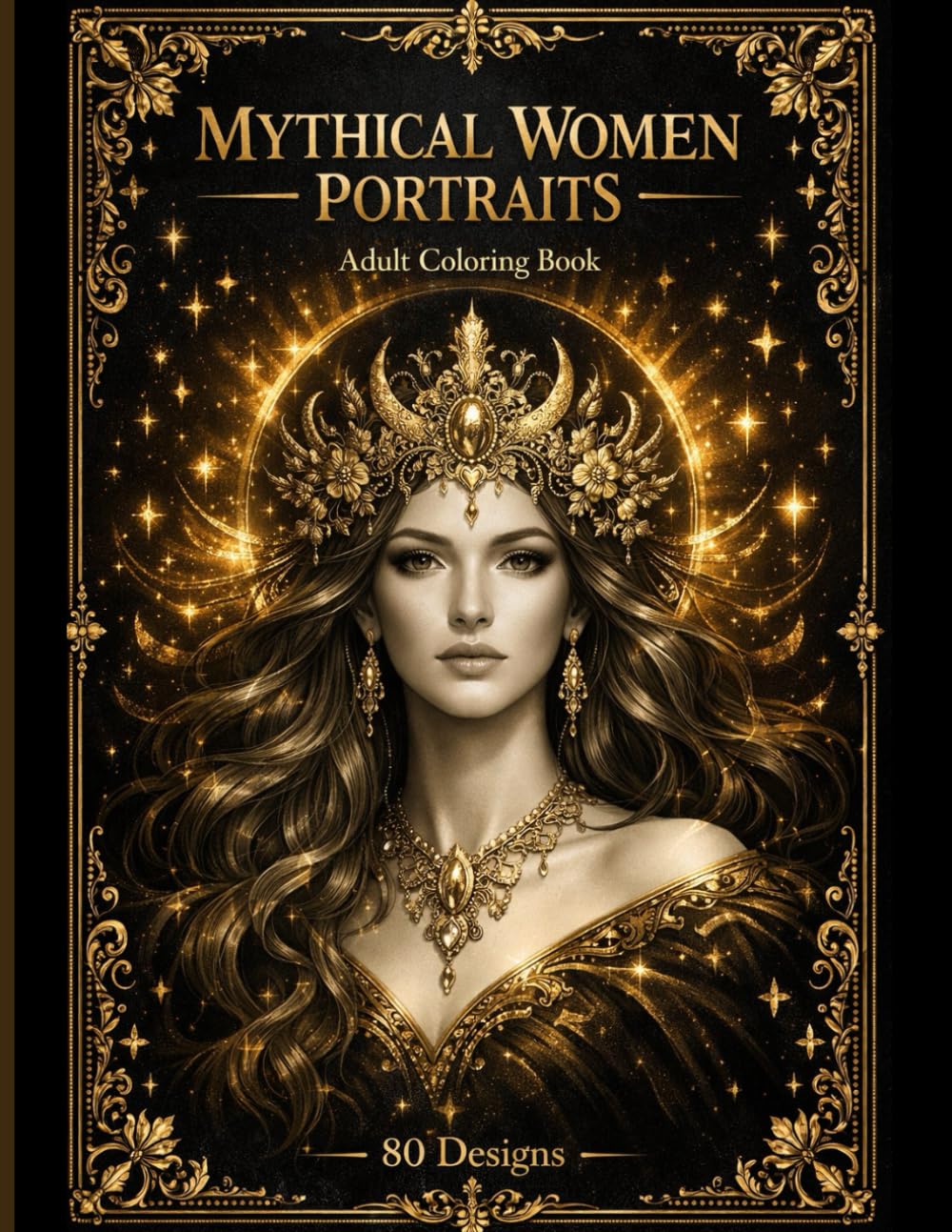 Mythical Women Portraits: An Adult Coloring Book of Divine Beauty, Power & Fantasy — 80 Hand-Drawn Designs