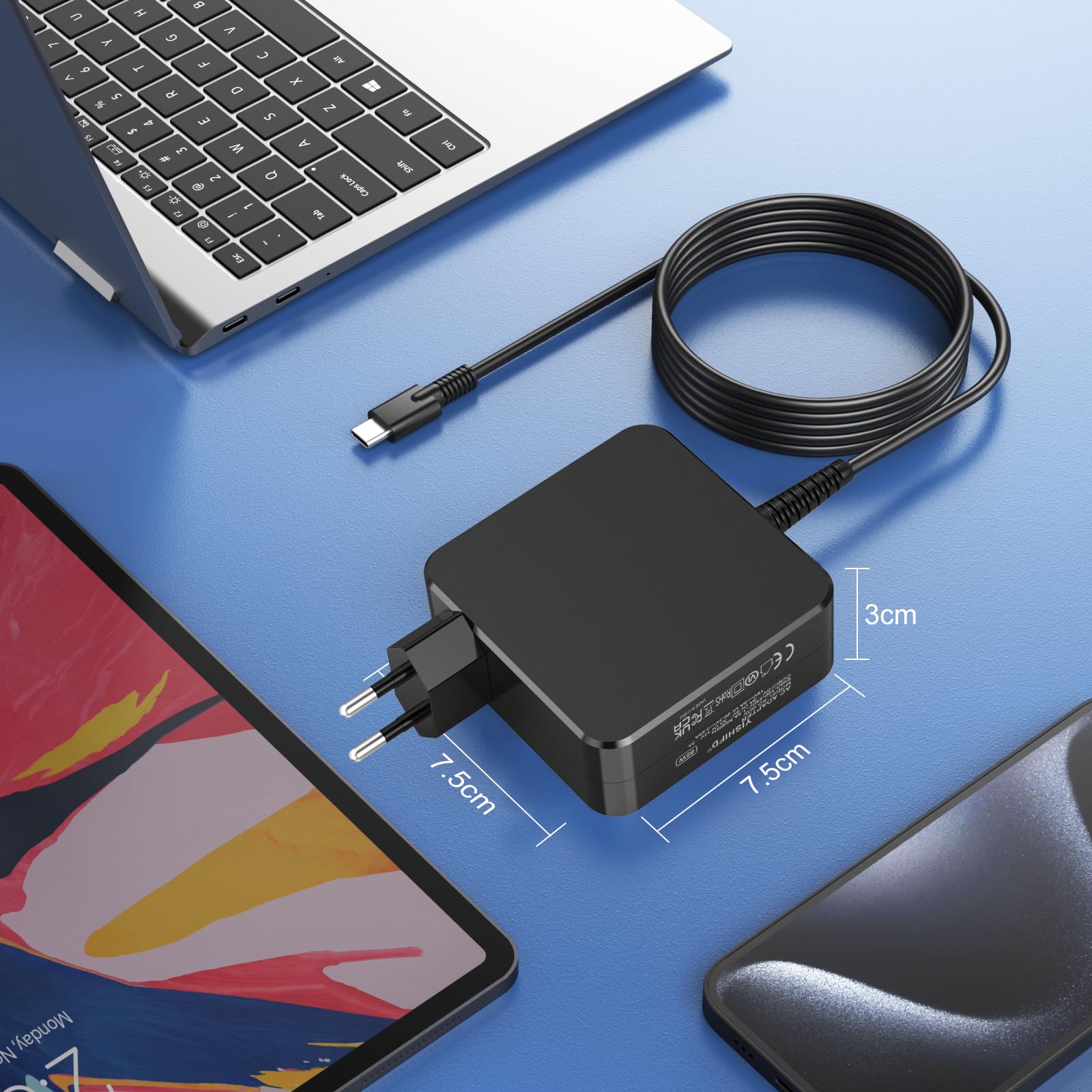 Chargeur USB C 65W pour ASUS Lenovo Thinkpad Yoga Huawei Matebook MacBook Pro Air HP Chromebook Acer Chromebook Google Samsung