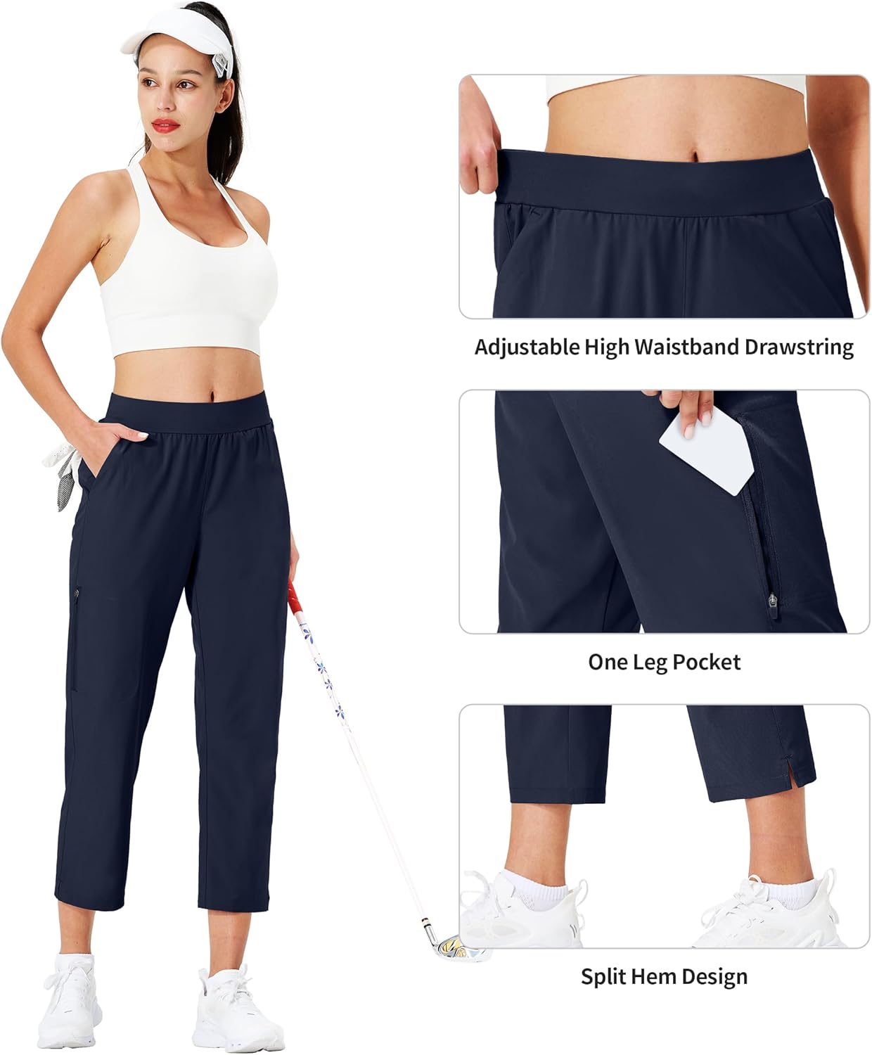 Ksmien Women's Golf Pants Lightweight High Waisted 7/8 Ankle Pant with 4 Pockets for Athletic Lounge Travel Work - Image 5