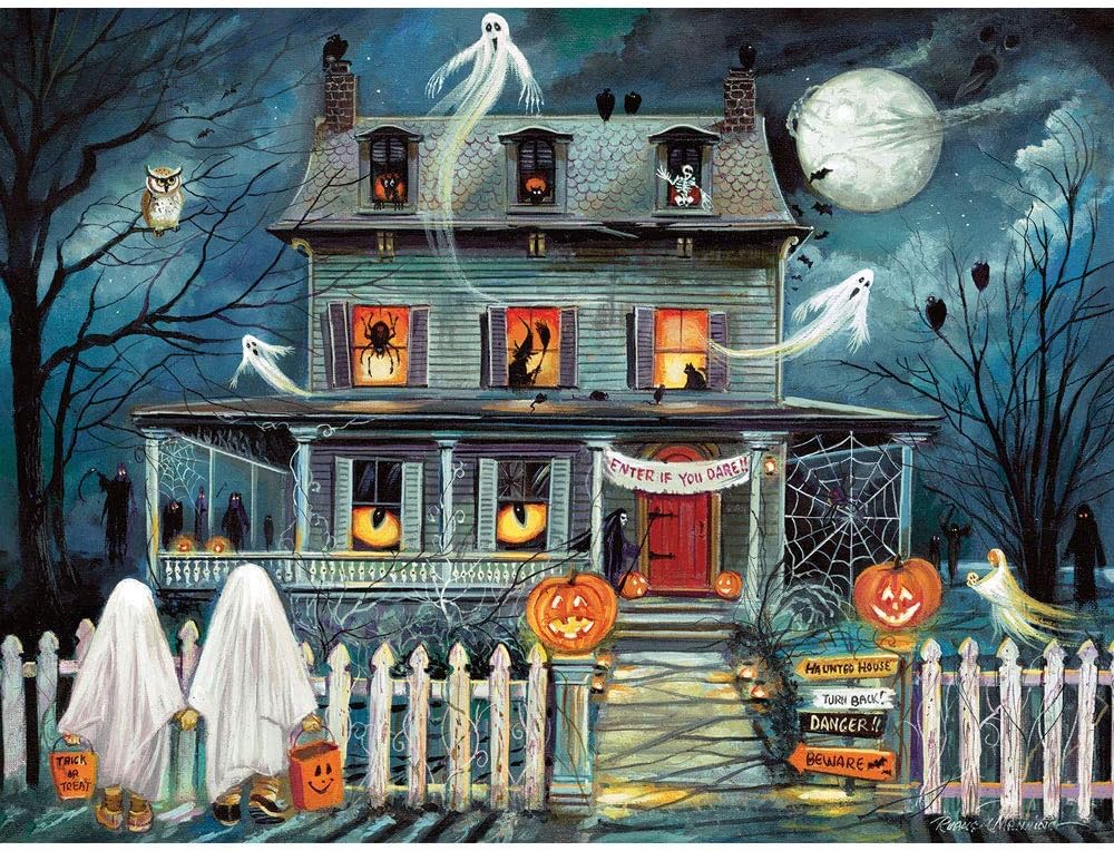 Bits and Pieces - 1000 Piece Jigsaw Puzzles for Adults - ‘Enter If You Dare’ - Haunted House Halloween 1000 pc Jigsaw by Artist Ruane Manning - 20” x 27”