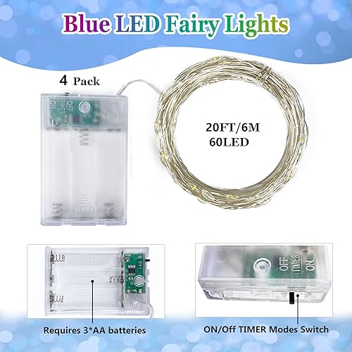 Miniatura 99 de Paquete de 2 series de 60 luces LED, con forma de bellota, funcionan con pilas, 20 pies, control remoto, impermeables, 8 modos, decoración de otoño