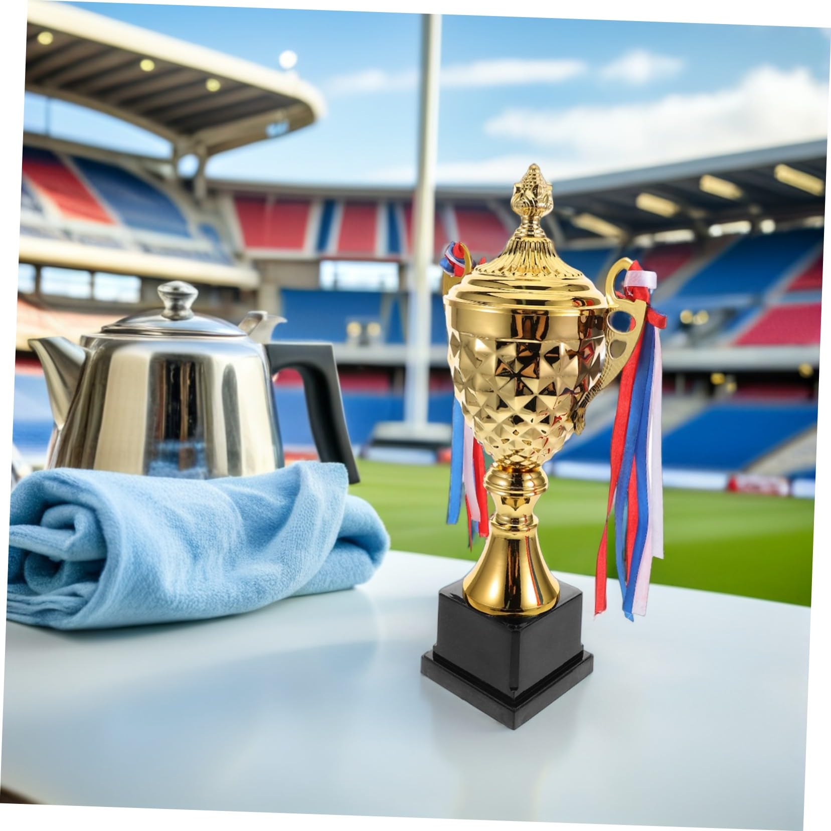 BESTonZON Trofeo De Competición De Metal Copa De Trofeo Grande para Baloncesto Fútbol y Gimnasia para Torneos y Fiestas Deportivas