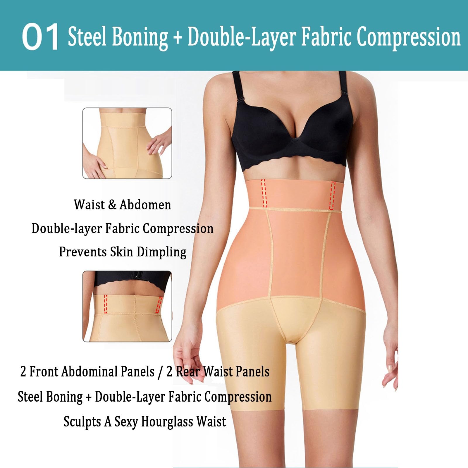 Fase 1 Dopo la Liposuzione Compressione Modellatore Cosce Controllo Addome Sollevatore Glutei Guaine Post-operatorie Corte per Donne