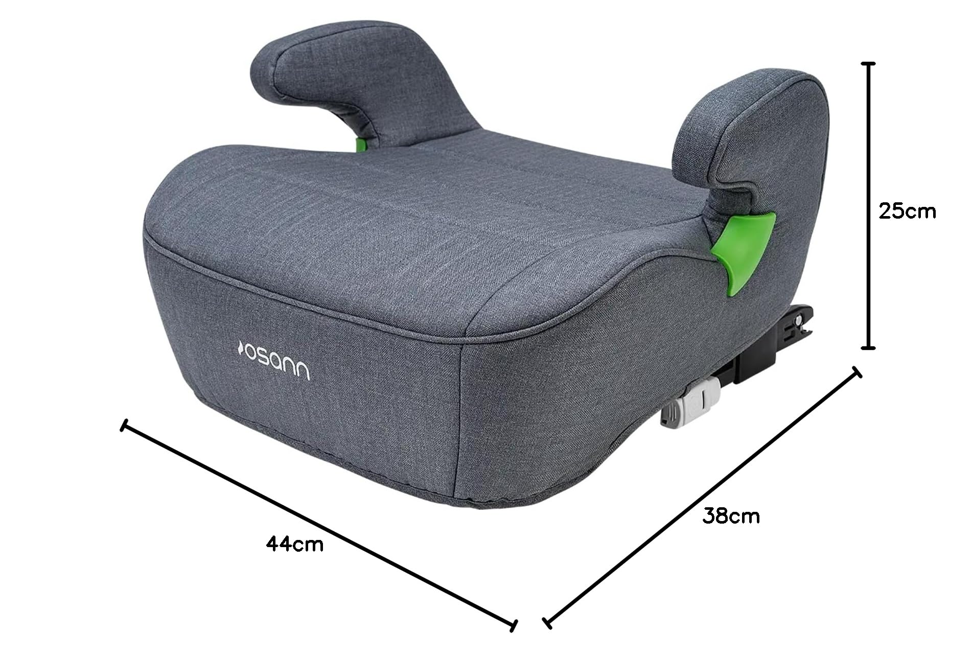 Osann Junior Isofix, Sitzerhöhung Auto Kinder, extra weiche und sichere Kindersitzerhöhung mit Isofix, 126-150 cm (ca. 15-36 kg), Sitzschale i-Size - Elephant Grey