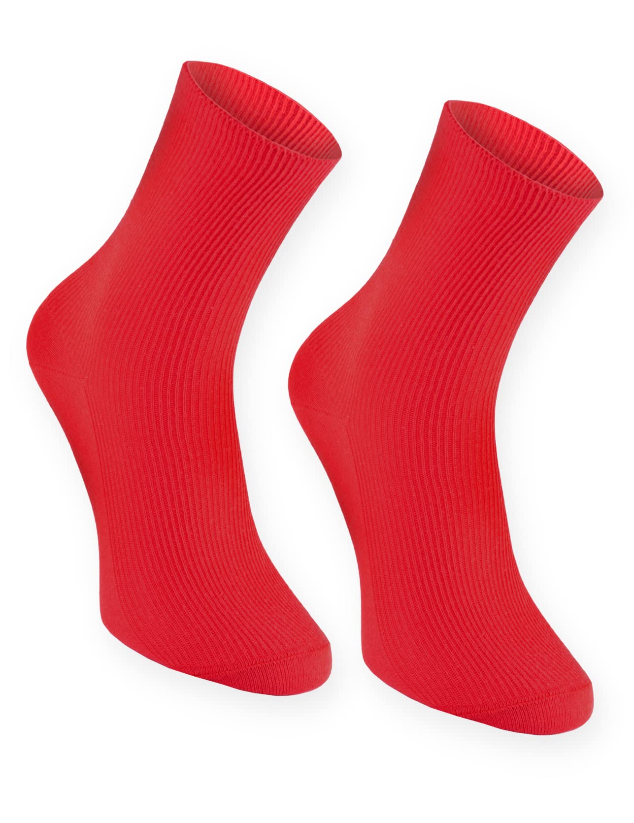 Rainbow Socks Men's 1Xred - 1 Pair Of Diabetic Elastic Cotton Socks For Swollen Feet, Red M