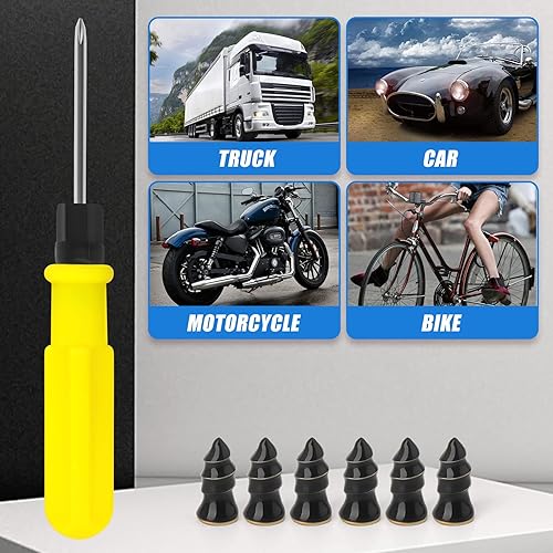 Miniatura 6 de MEANLIN 40 piezas de clavos de goma para reparación de neumáticos, tornillos de goma para reparación de neumáticos al vacío, negro, herramienta