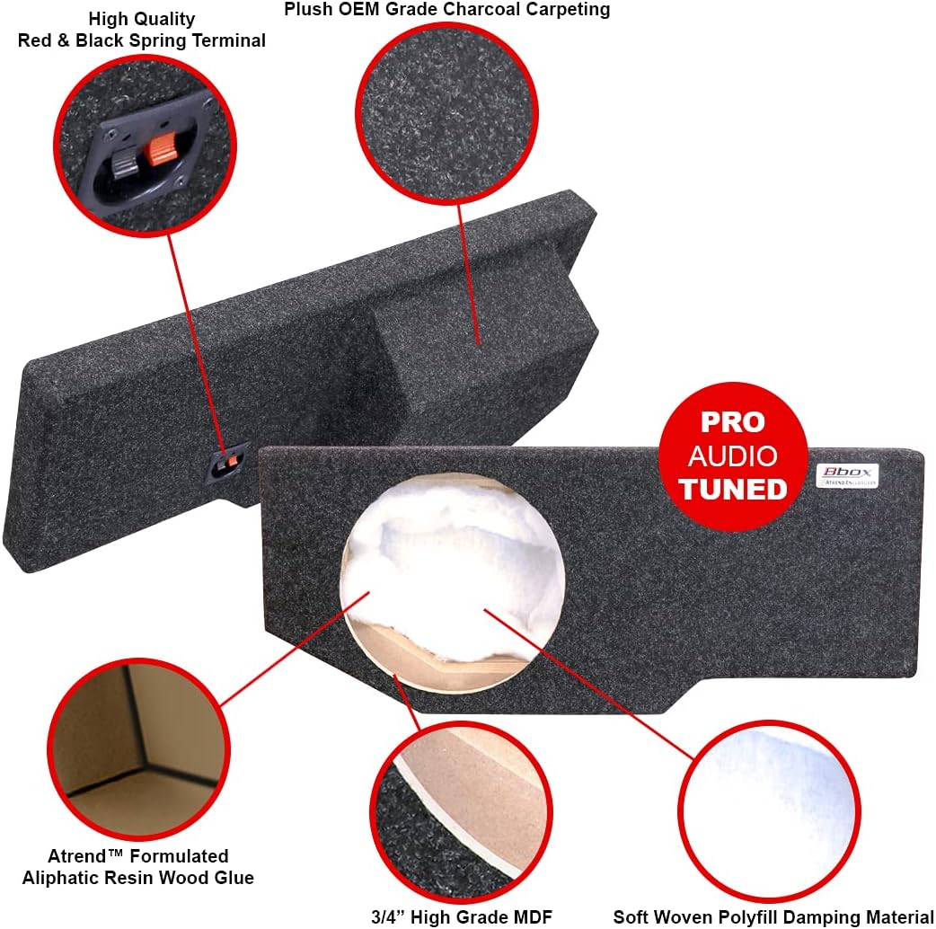 Hottest Sale Atrend Bbox A201-10CP Single 10 Sealed Carpeted Subwoofer Enclosure - Fits 2002 - 2018 Dodge Ram Quad Cab, Dark Charcoal