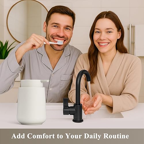 Miniatura 2 de Dispensador de jabón líquido de manos de plástico, botella de jabón recargable de 11 onzas para encimeras de baño y cocina, moderno beige mate