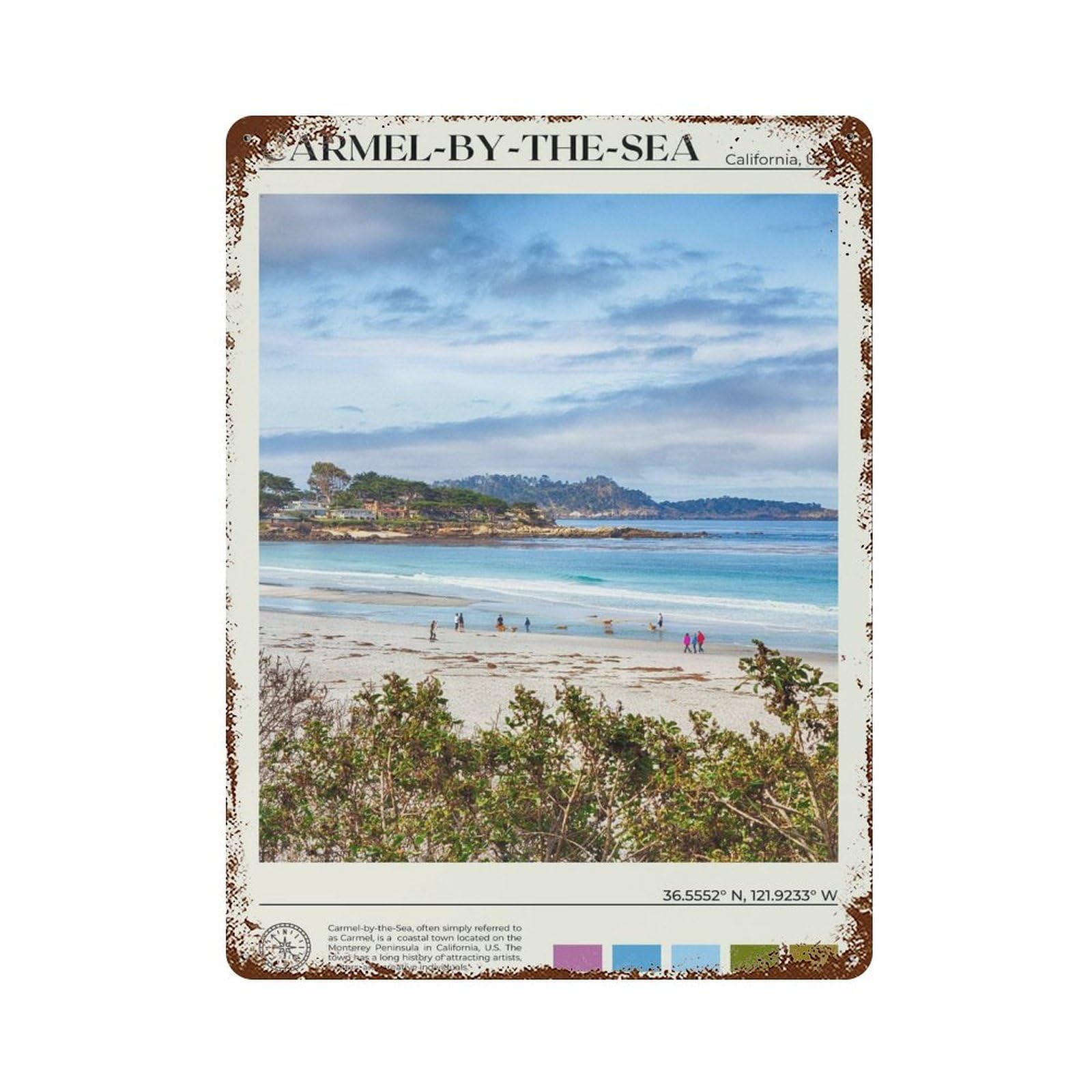xiaoxiaoshen Real Photo Carmel-by-the Wall Decor Art Metal Tin Poster Modern Home Decor Art Home Bar Shop Decorations Vintage Sign 40x30cm