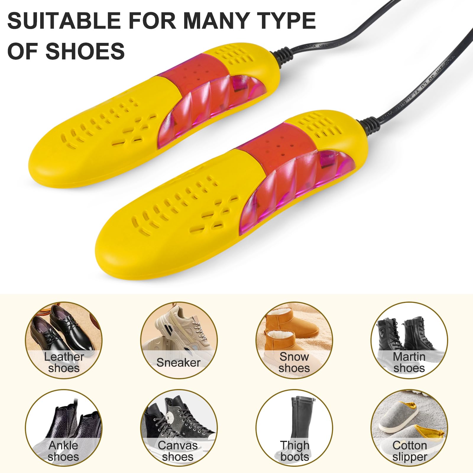 Funmo Asciugascarpe elettrico, scalda scarpe, asciuga stivali, mini asciuga scarponi, scarpe da trekking o anche scarponi da sci per scarpe, scarponi da sci, guanti, calze in inverno/pioggia (Y)