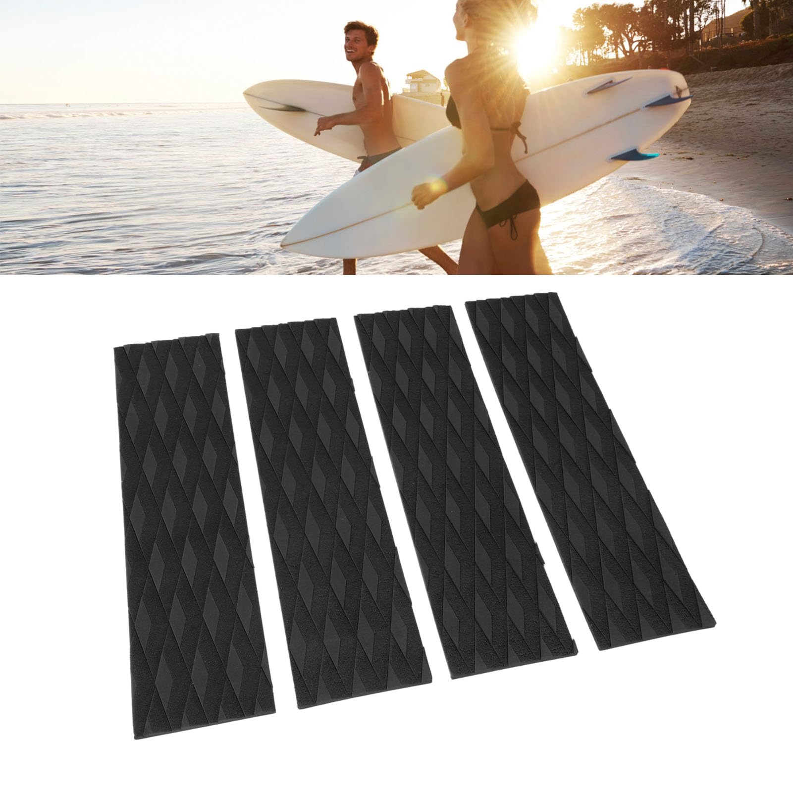 4 szt. Podkładka Trakcyjna na Pokładzie Surfingowym, Lekka EVA Surfing Przednia Podkładka Antypoślizgowa do Skimboardów Kajak Deska Surfingowa Longboard Shortboard