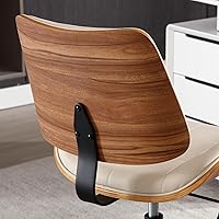 Vista 5 de Home Office Desk Chair with Wheels, Adjustable Height Armless Office Chair, PU Leather Mid Back 360° Small Computer Chair, Modern Walnut Chair No