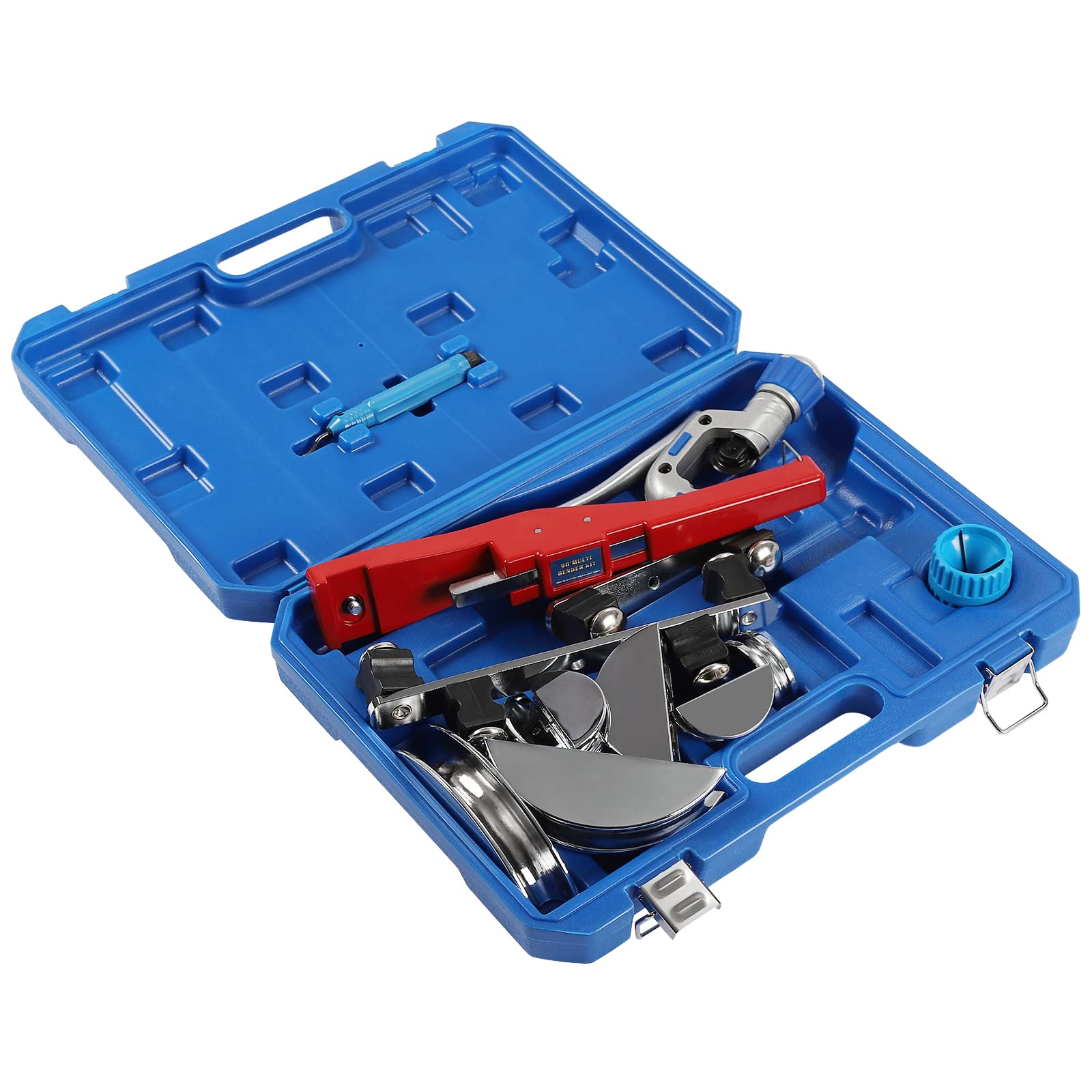 Curvatrice manuale per tubi piegatubi multistrato con 7 gomiti curvi e valia,Curvatubi tubo di rame 0-90°,Per tubo di rame curvo, tubo di alluminio, tubo in acciaio inossidabile