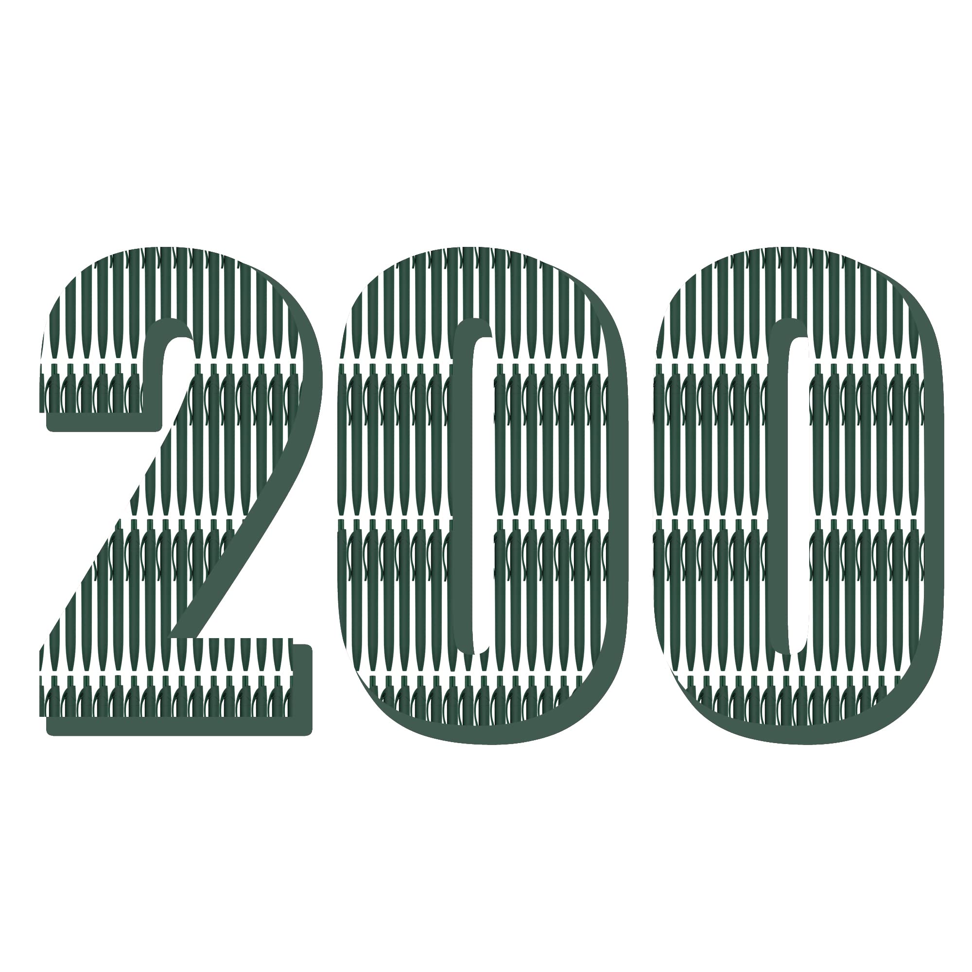 Deegtran 200 Pack No Bleed Green Barrel Click Pens, Wholesale Retractable Ballpoint Pens, Medium Point, Smooth Ink, 1.0MM Black Ink