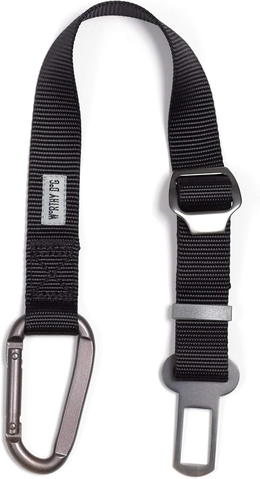 The Worthy Dog Adjustable Safety Seat Belt Attachment for Small Medium and Large Dogs Pets Black - Keep your Pup Safe and Secure for Long Car Rides
