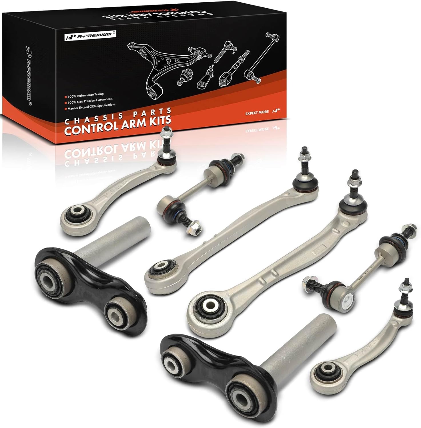 A-Premium Set of 8, Rear Control Arm, Sway Bar Link, Compatible with BMW X5 2011 2013-2018, X6 2008-2018