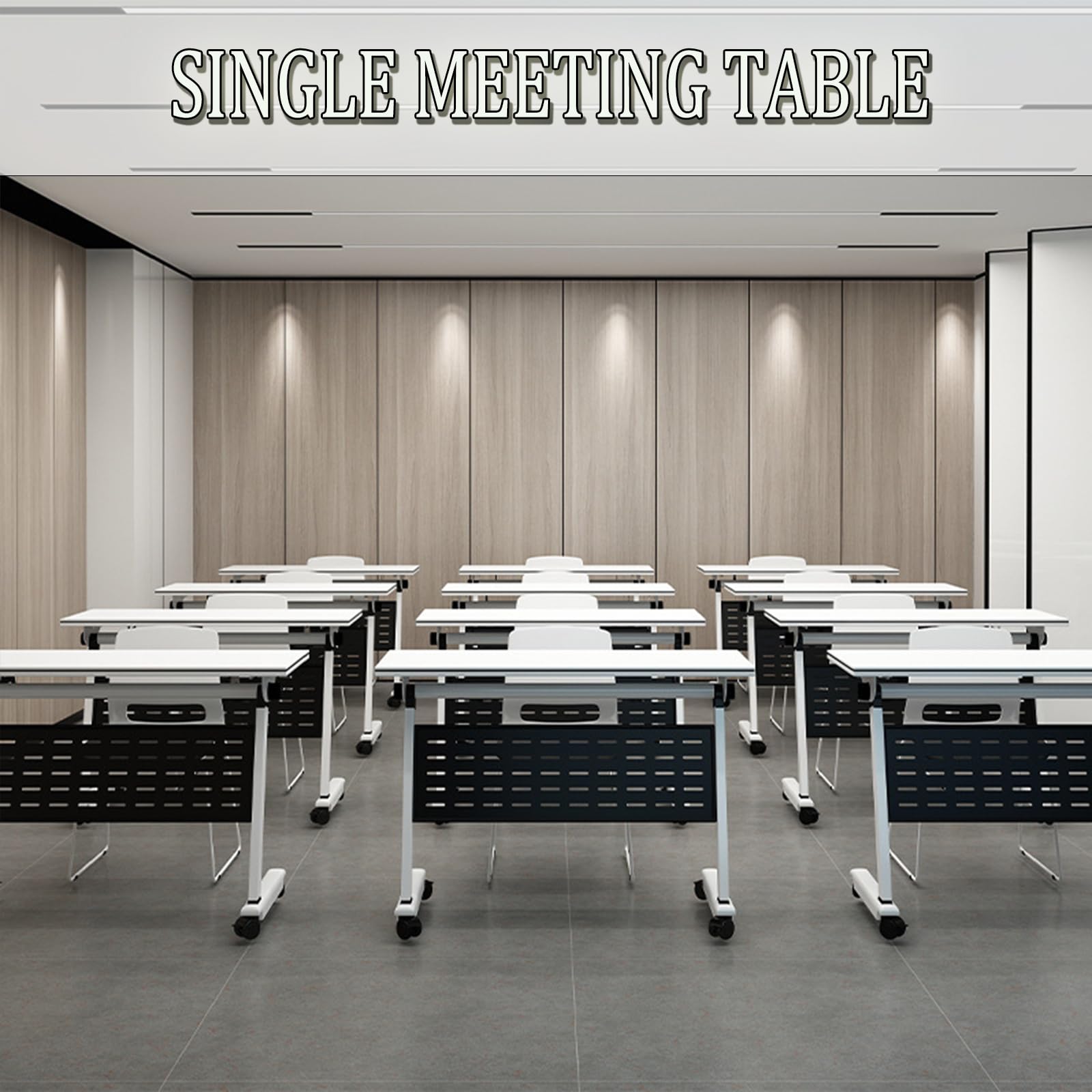 Klappbarer Konferenztisch, Konferenzraumtisch-Set mit Tisch und Stühlen (1 Tisch und 2 Stühle), mobiler, klappbarer Besprechungstisch für Büro, Klassenzimmer, 120 x 60 cm