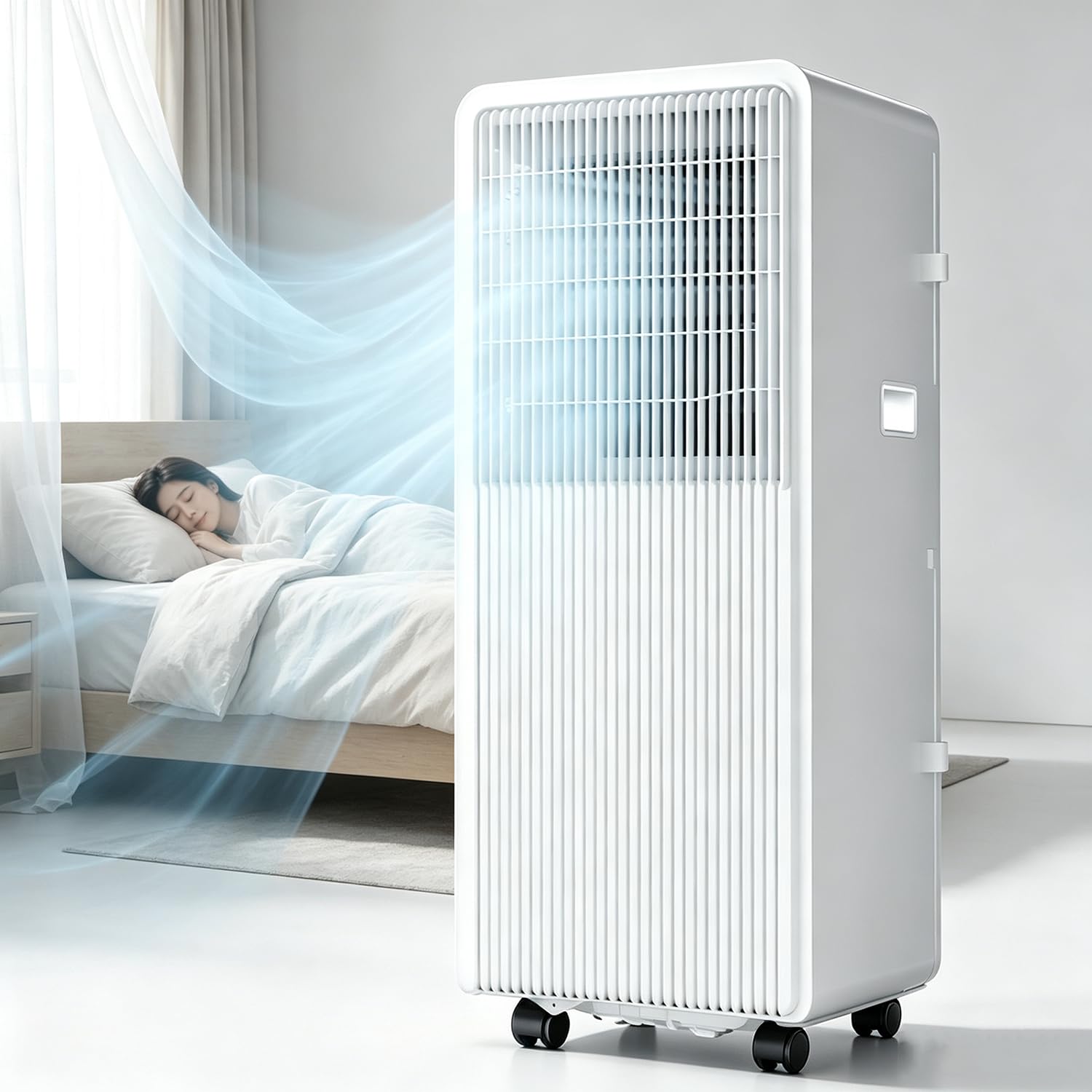 Aires acondicionados portátiles de 14000 BTU con Control Remoto, Unidad de Aire Acondicionado portátil de pie con deshumidificador, Modo de suspensión y Temporizador 14000BTU