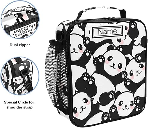 Miniatura 9 de Lonchera personalizada con diseño de caballos, caballos, animales, con nombre personalizado, bolsa de almuerzo aislada para niñas, bolsa de almuerzo