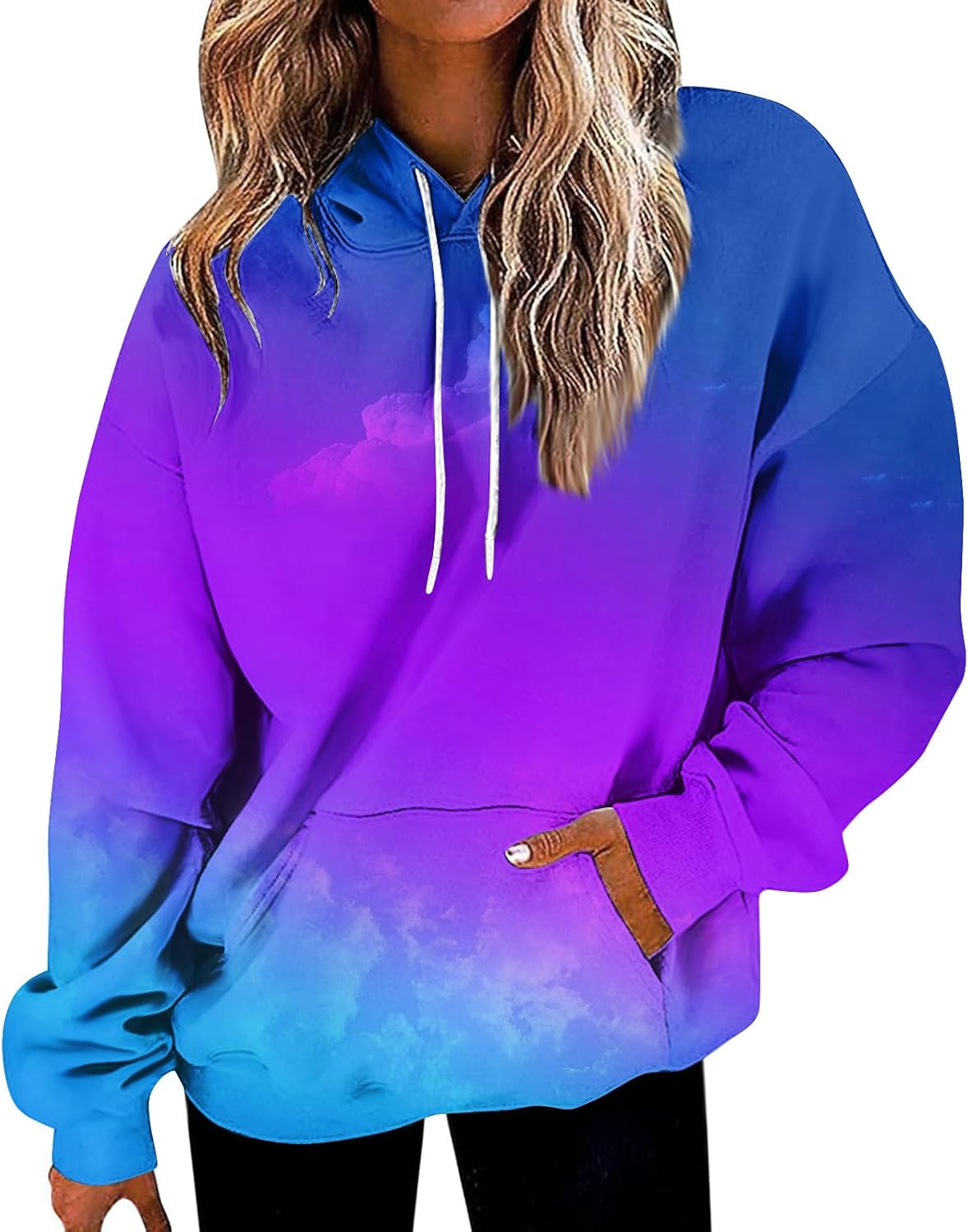 Women's Hoodies, Long Sleeve Casual Sweatshirts Tops Drawstring Pullover with Pocket, S-2XL