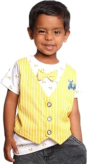 CocoBelle NYC Boys Half Sleeve Printed T-Shirt Polo Neck Solid (3-4 Years) Yellow Price In India
