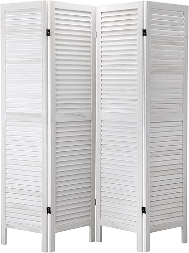 JAXPETY Divisor de habitación con listones de madera de 4 paneles, 5.6 pies de alto, oriental, plegable, independiente, separadores de habitación
