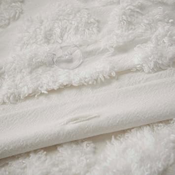 Madison Park Tufted Chenille 100% Cotton Duvet- Modern Luxe All Season Comforter Cover Bed Set with Matching Shams, King/Cal King(104x92), Damask Off White 3 Piece