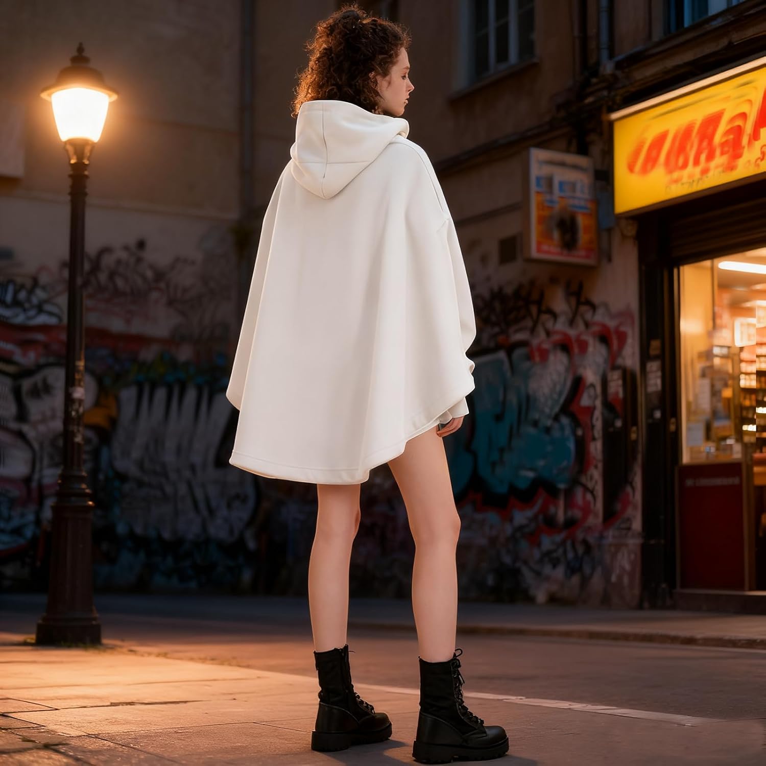 Men's Fashion Poncho Cape Cloak Hoodie Techwear Sweatshirts Unisex Lightweight Patchwork Hip Hop Casual Pullover - Image 6