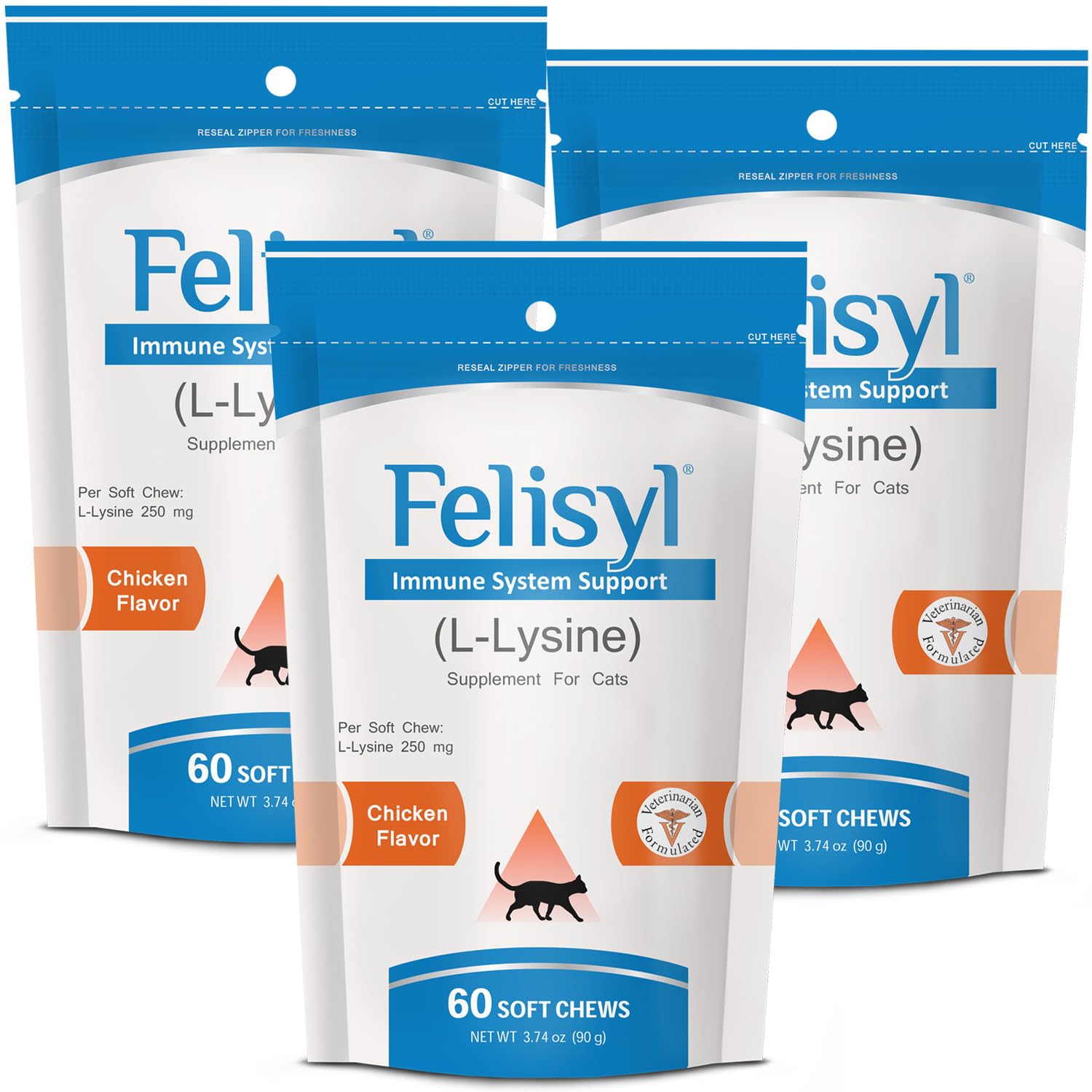 Pet Health Solutions L-Lysine Soft Chews for Cats (60 Soft Chews) – Supports Immune, Respiratory, and Eye Health. Eases Sneezing, Runny Nose, and Watery Eyes. Tasty Salmon Flavor - (3 Pack)