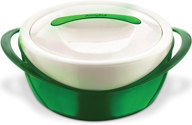 Pinnacle Large Insulated Casserole Dish with Lid 3.6 qt. Elegant Hot Pot Food Warmer/Cooler -Thermal Soup/Salad Serving Bowl Stainless Steel Hot Food ContainerBest Gift Set for Moms Holidays Green