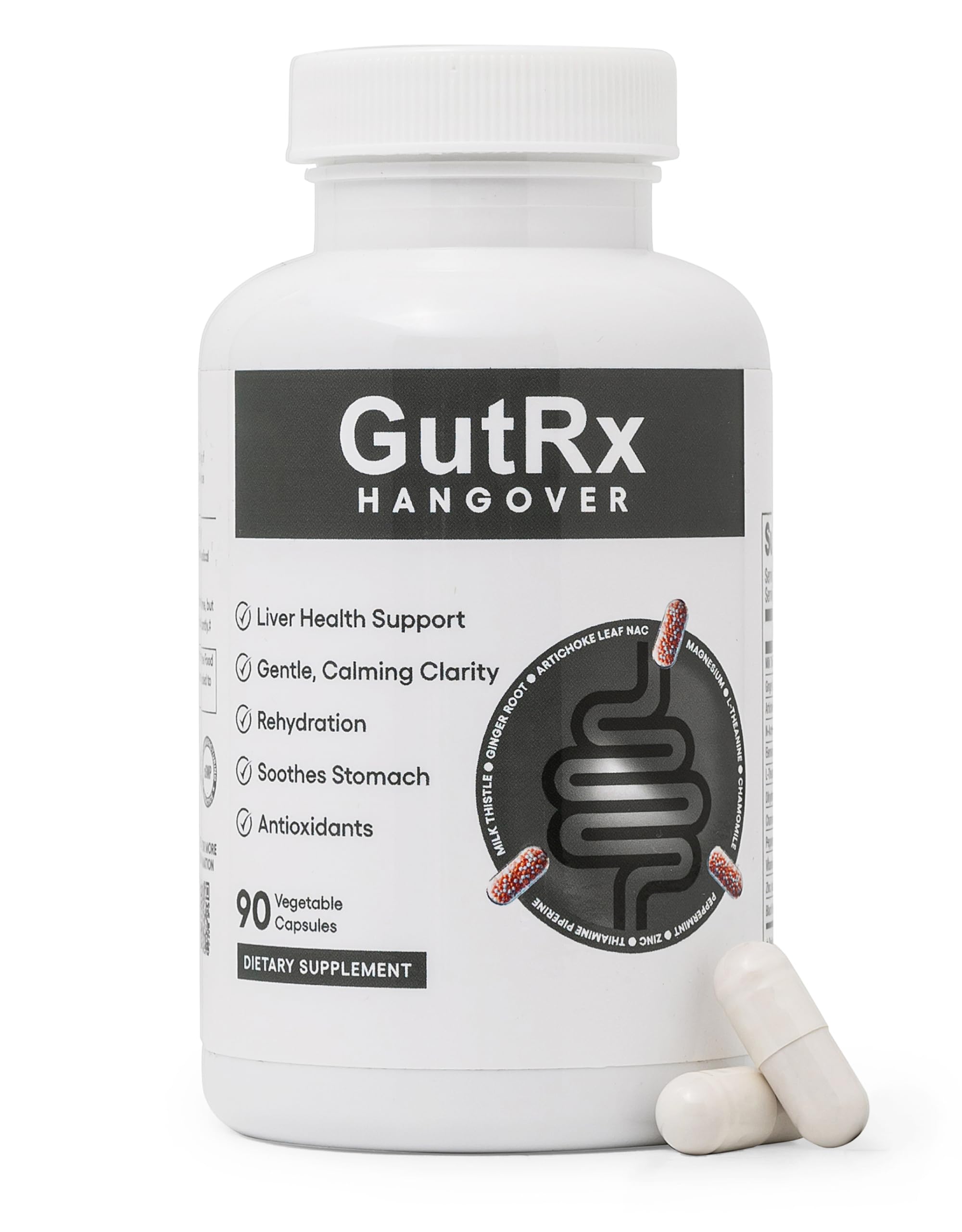 Recovery Support Supplement – Digestive & Nervous System Support with Milk Thistle, NAC, Magnesium & B Vitamins, 30 Servings