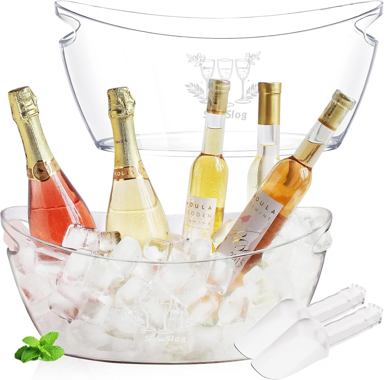 Slow Slog 2Pcs 5.5L Ice Buckets for Parties, Acrylic